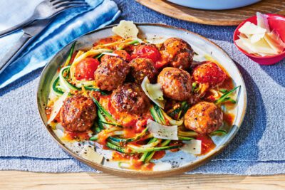 receta de spaghetti de calabacín con albondigas de pavo sin gluten